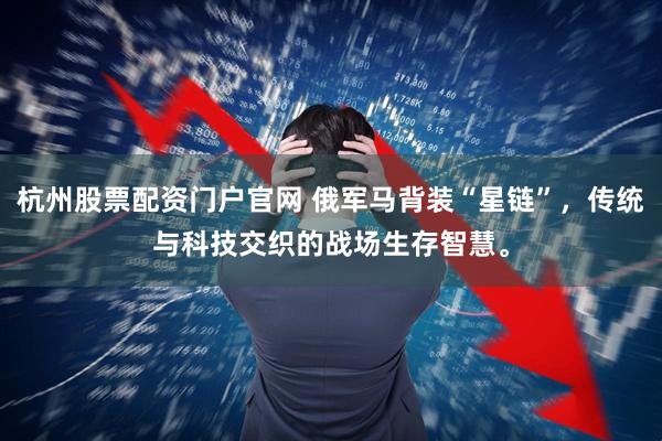 杭州股票配资门户官网 俄军马背装“星链”，传统与科技交织的战场生存智慧。